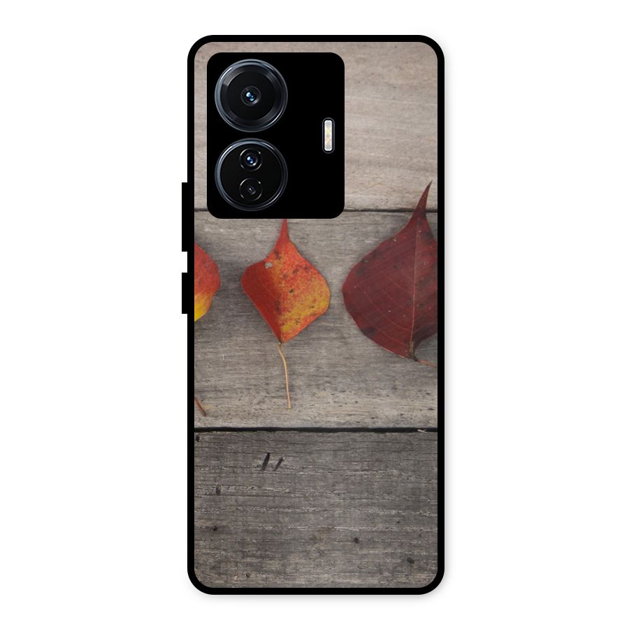 Beautiful Wood Leafs Metal Back Case for iQOO Z6
