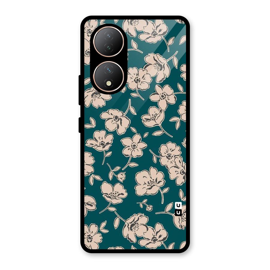 Beauty Green Bloom Glass Back Case for Vivo T2