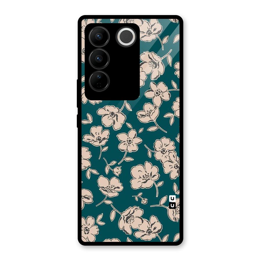 Beauty Green Bloom Glass Back Case for Vivo V27 Pro