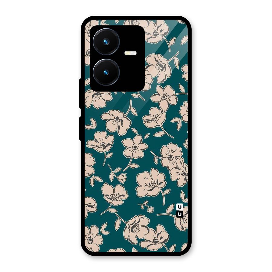 Beauty Green Bloom Glass Back Case for Vivo Y22s