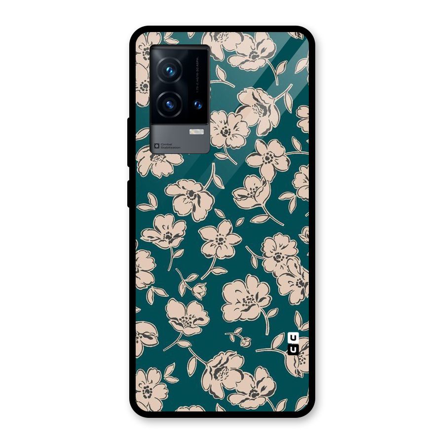 Beauty Green Bloom Glass Back Case for iQOO 9 5G