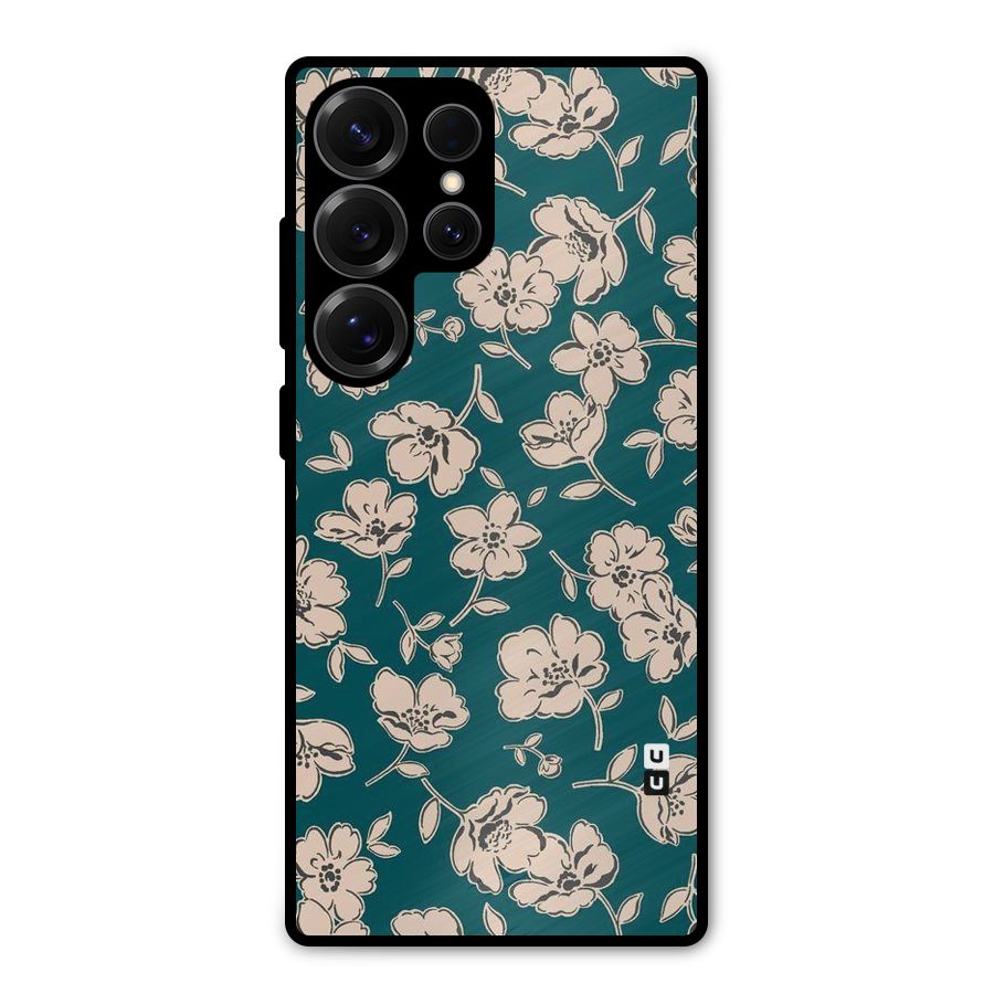 Beauty Green Bloom Metal Back Case for Galaxy S25 Ultra