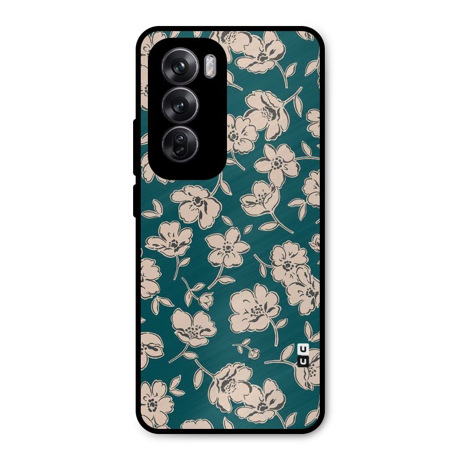 Beauty Green Bloom Metal Back Case for Oppo Reno12 Pro
