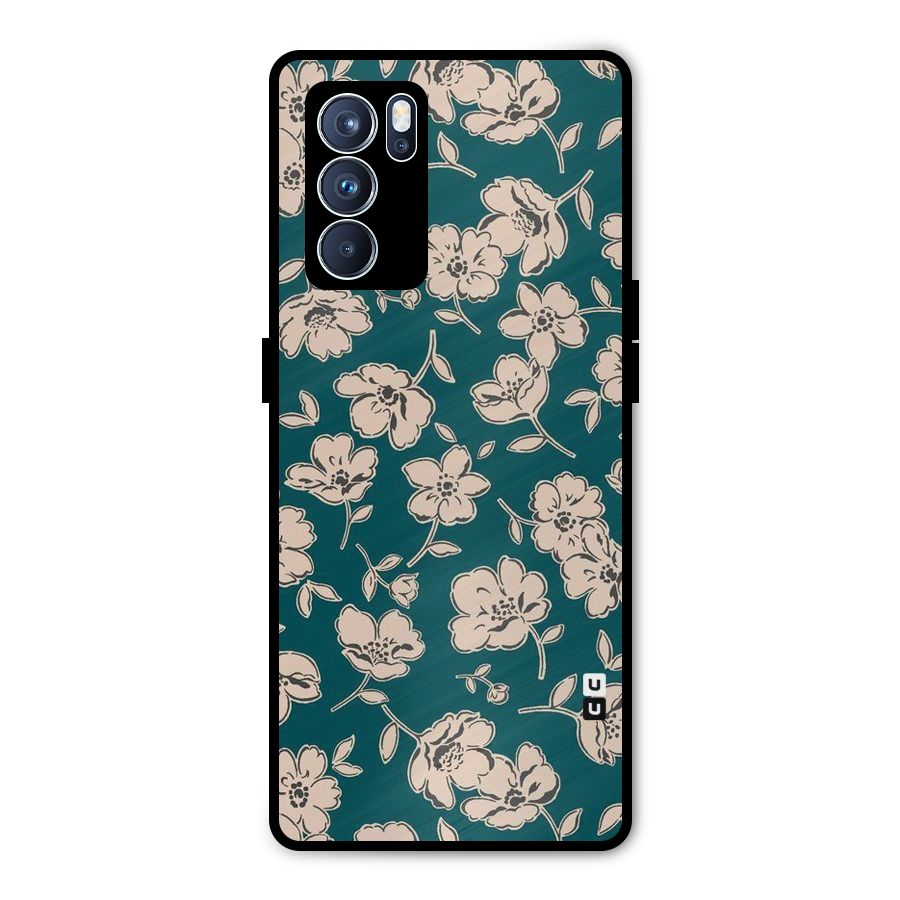 Beauty Green Bloom Metal Back Case for Oppo Reno6 Pro 5G