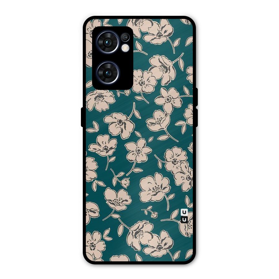 Beauty Green Bloom Metal Back Case for Oppo Reno7 5G