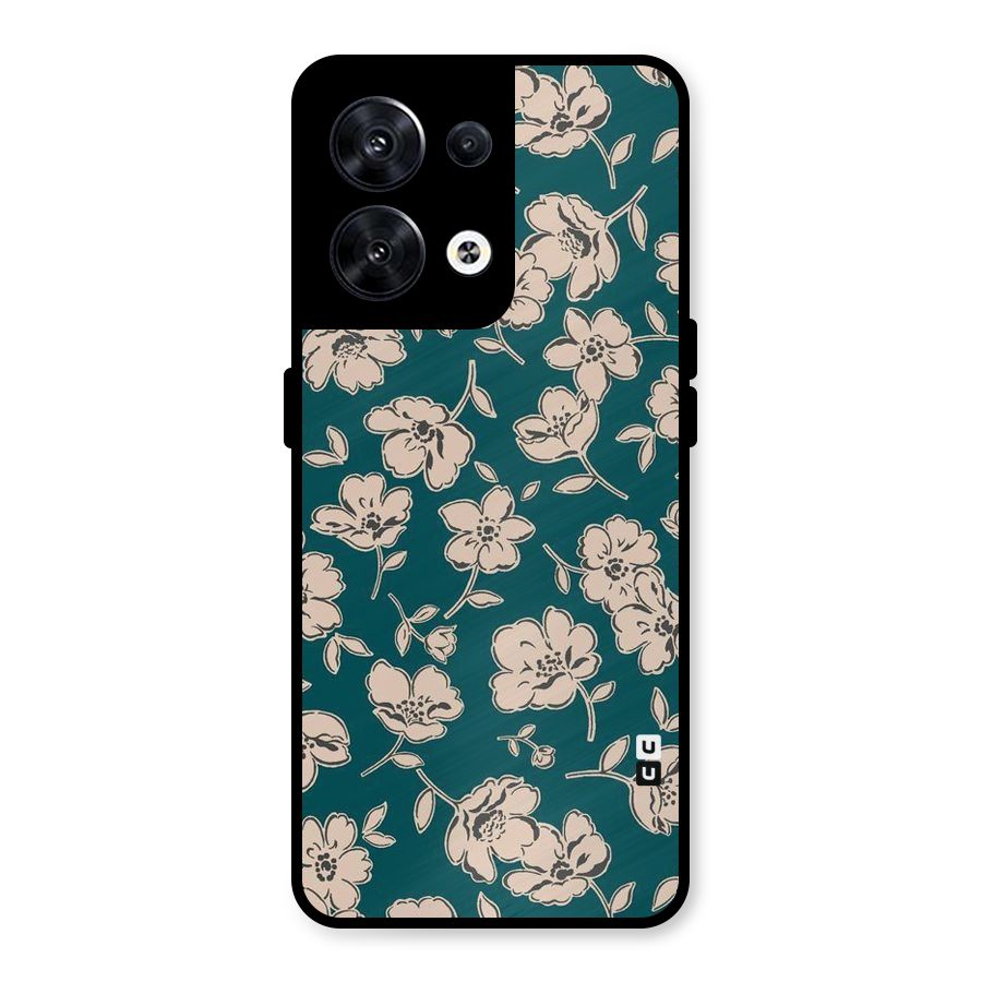 Beauty Green Bloom Metal Back Case for Oppo Reno8 5G