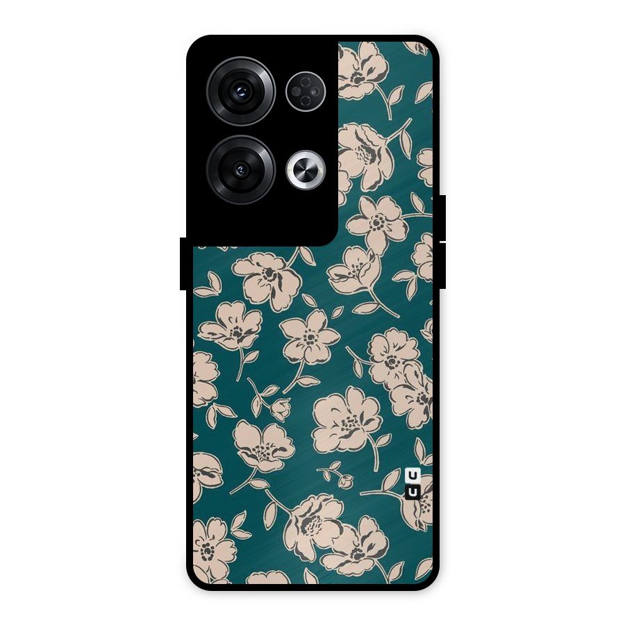 Beauty Green Bloom Metal Back Case for Oppo Reno8 Pro 5G