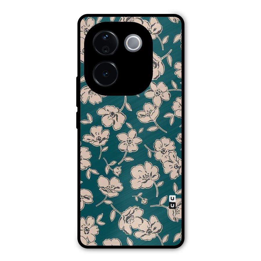 Beauty Green Bloom Metal Back Case for Vivo T3 Pro