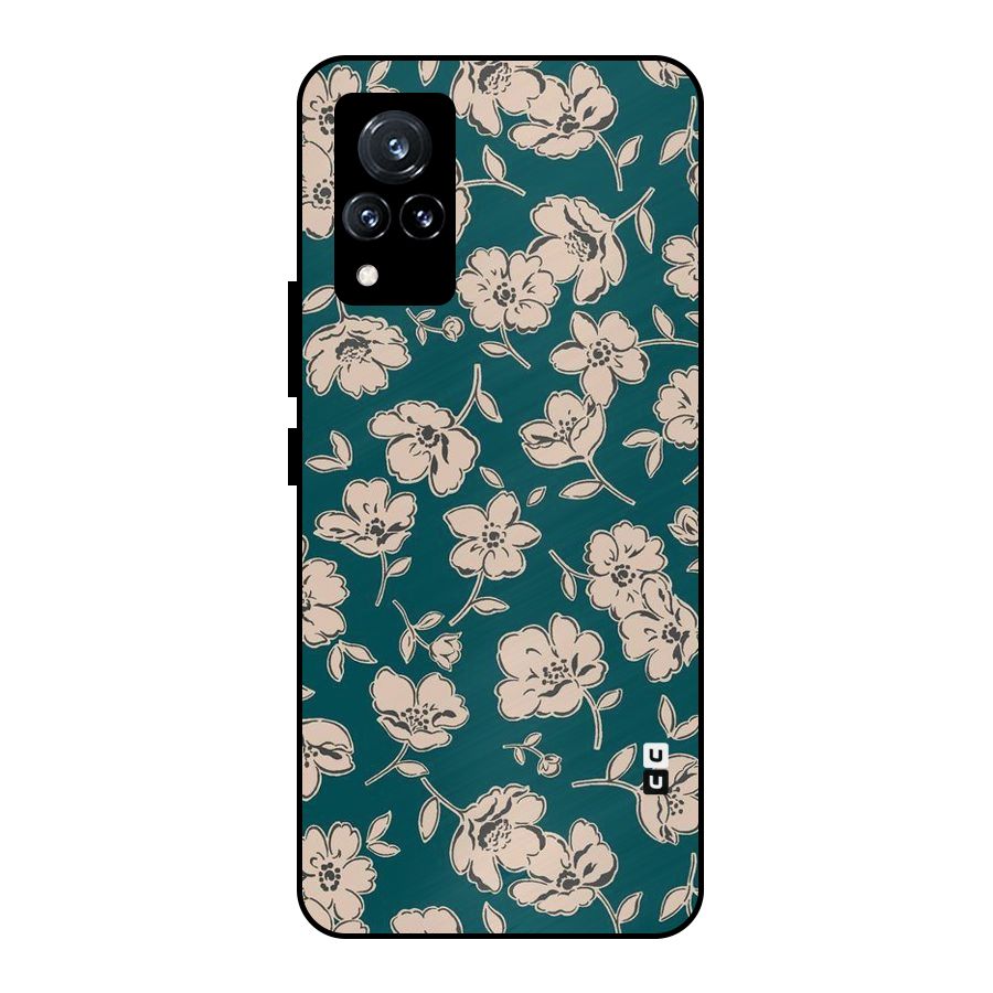 Beauty Green Bloom Metal Back Case for Vivo V21 5G