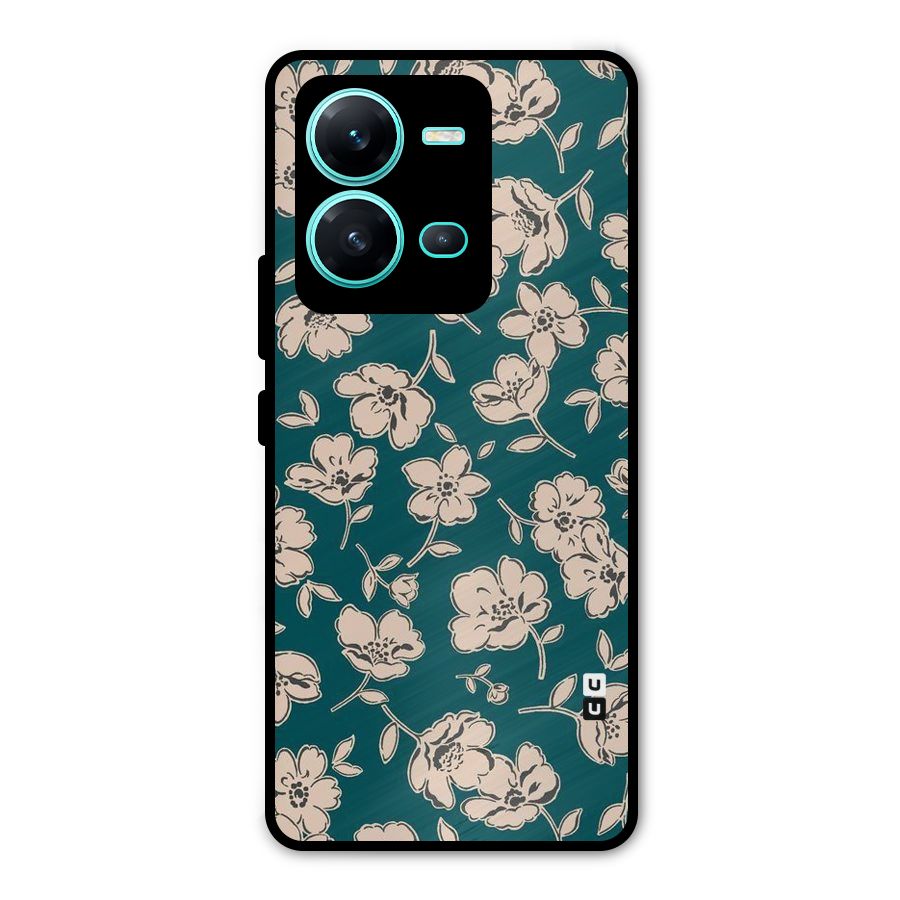Beauty Green Bloom Metal Back Case for Vivo V25