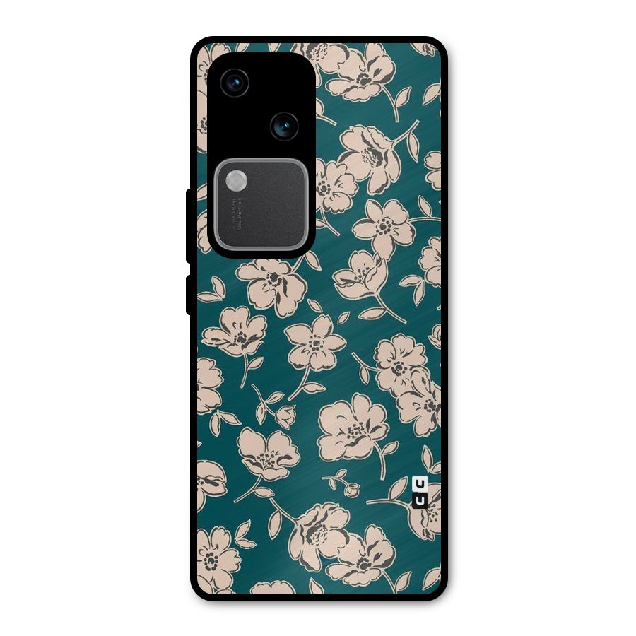 Beauty Green Bloom Metal Back Case for Vivo V30