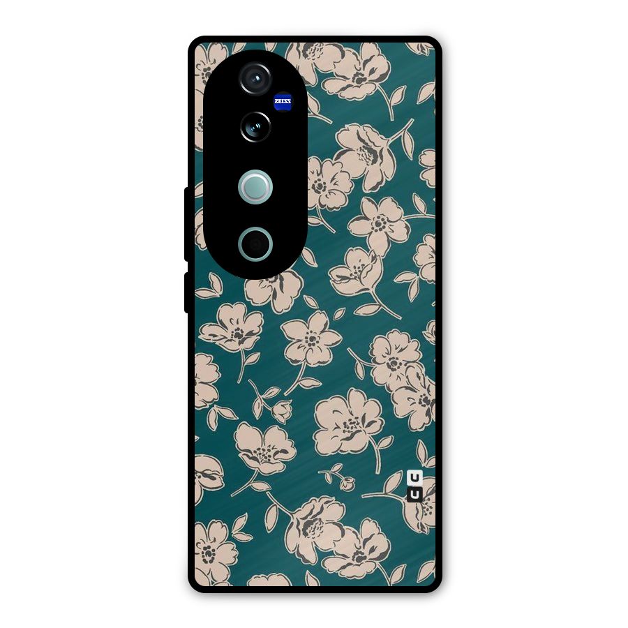 Beauty Green Bloom Metal Back Case for Vivo V40