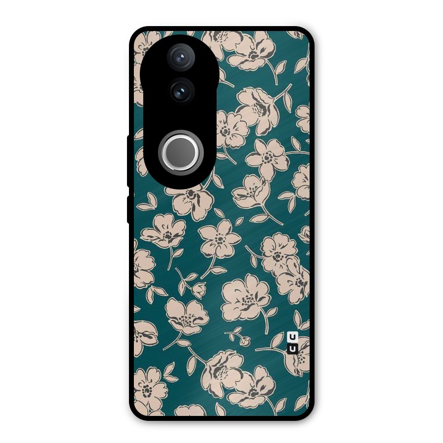 Beauty Green Bloom Metal Back Case for Vivo V50e