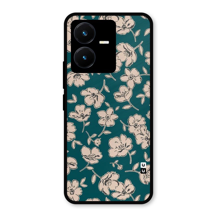 Beauty Green Bloom Metal Back Case for Vivo Y22