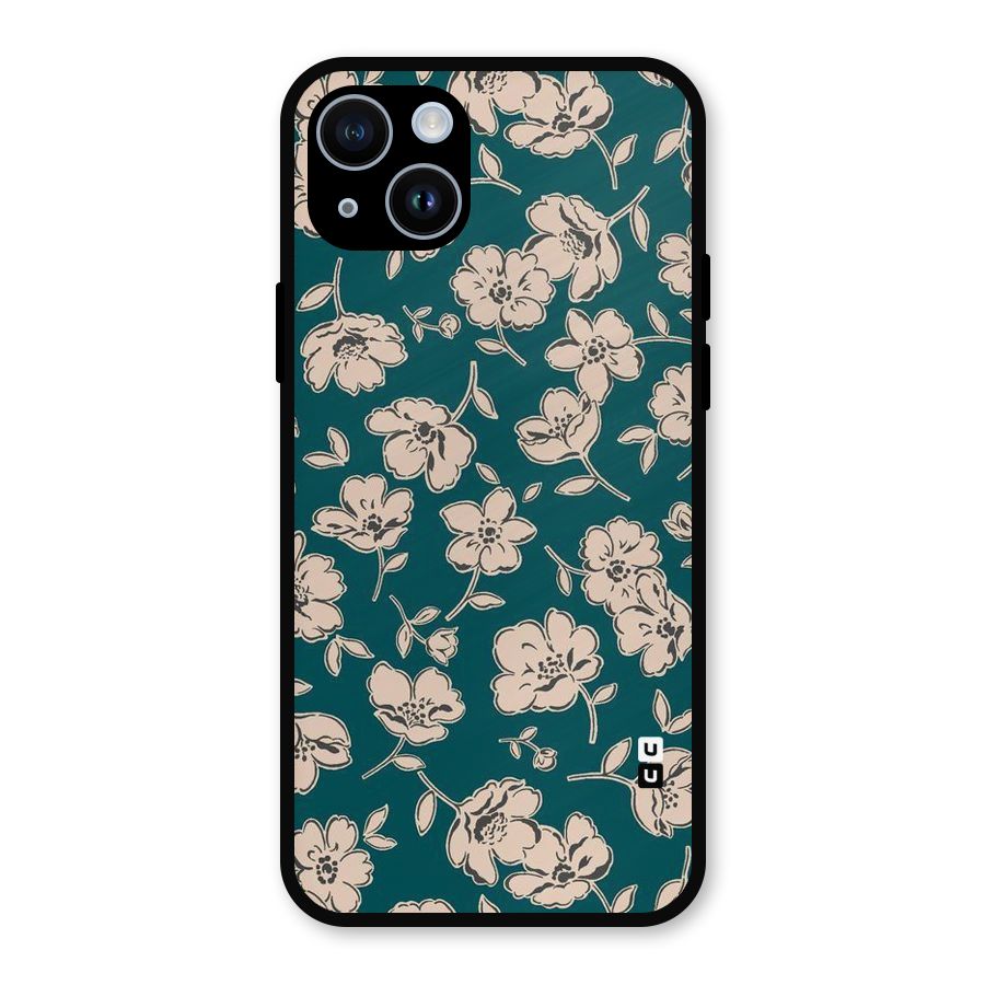 Beauty Green Bloom Metal Back Case for iPhone 14