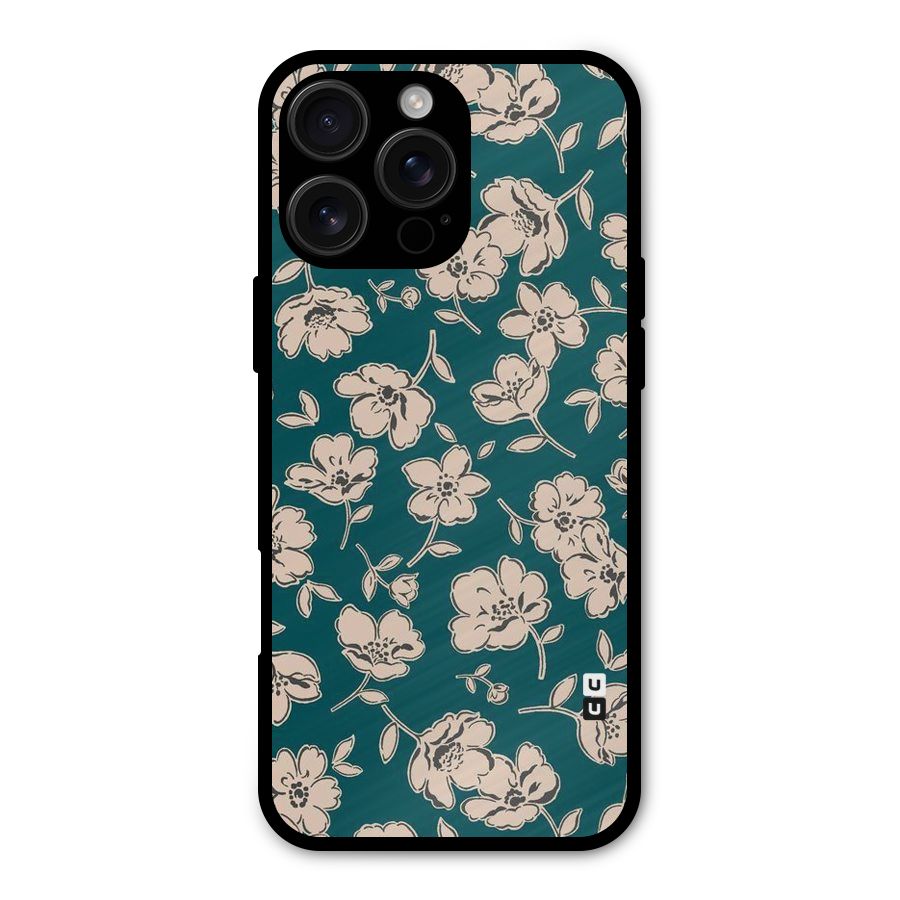 Beauty Green Bloom Metal Back Case for iPhone 16 Pro Max