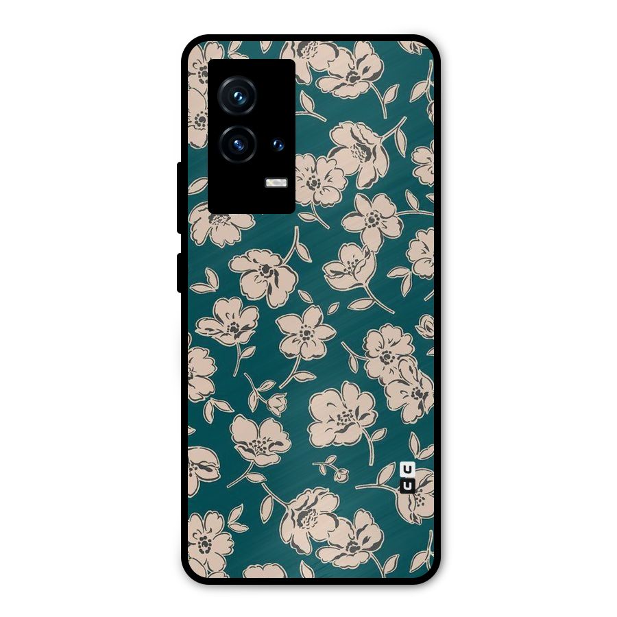 Beauty Green Bloom Metal Back Case for iQOO 9 5G