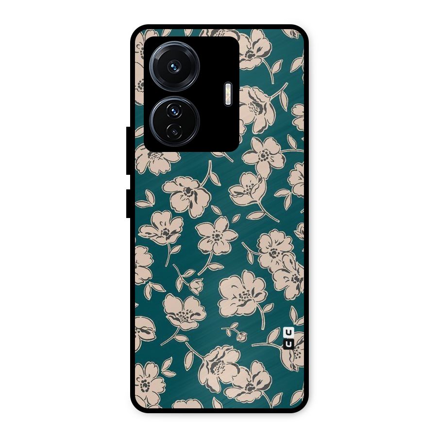 Beauty Green Bloom Metal Back Case for iQOO Z6