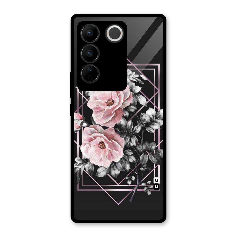 Beguilling Pink Floral Glass Back Case for Vivo V27