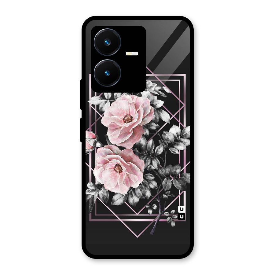Beguilling Pink Floral Glass Back Case for Vivo Y22s