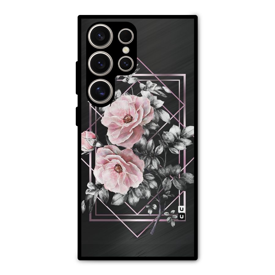 Beguilling Pink Floral Metal Back Case for Galaxy S24 Ultra