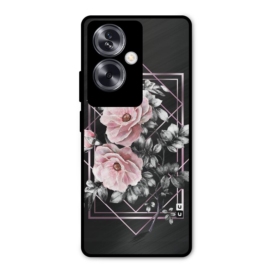 Beguilling Pink Floral Metal Back Case for Oppo A79 5G