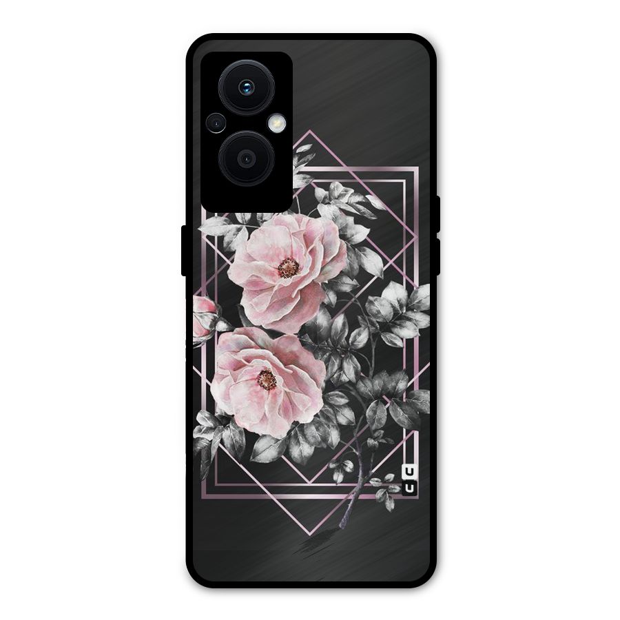Beguilling Pink Floral Metal Back Case for Oppo F21s Pro 5G
