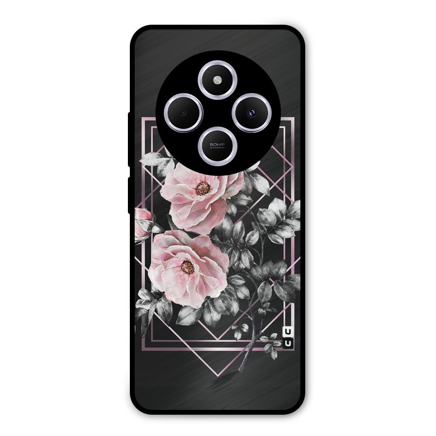 Beguilling Pink Floral Metal Back Case for Poco C75 5G