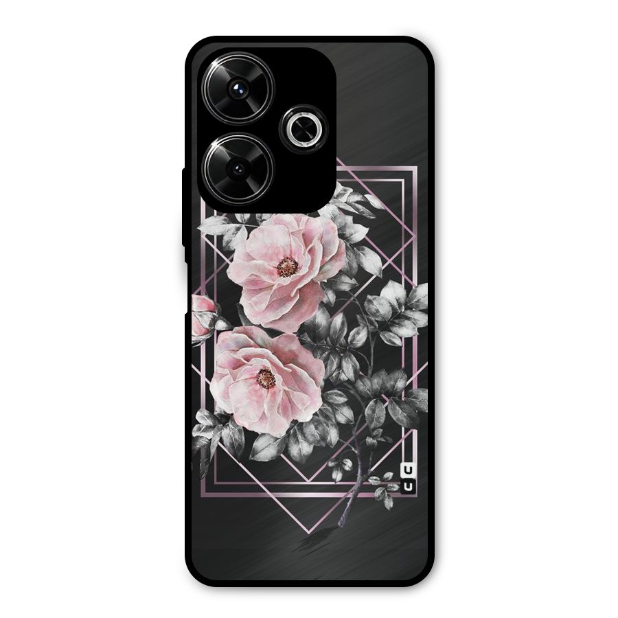 Beguilling Pink Floral Metal Back Case for Poco M6 Plus