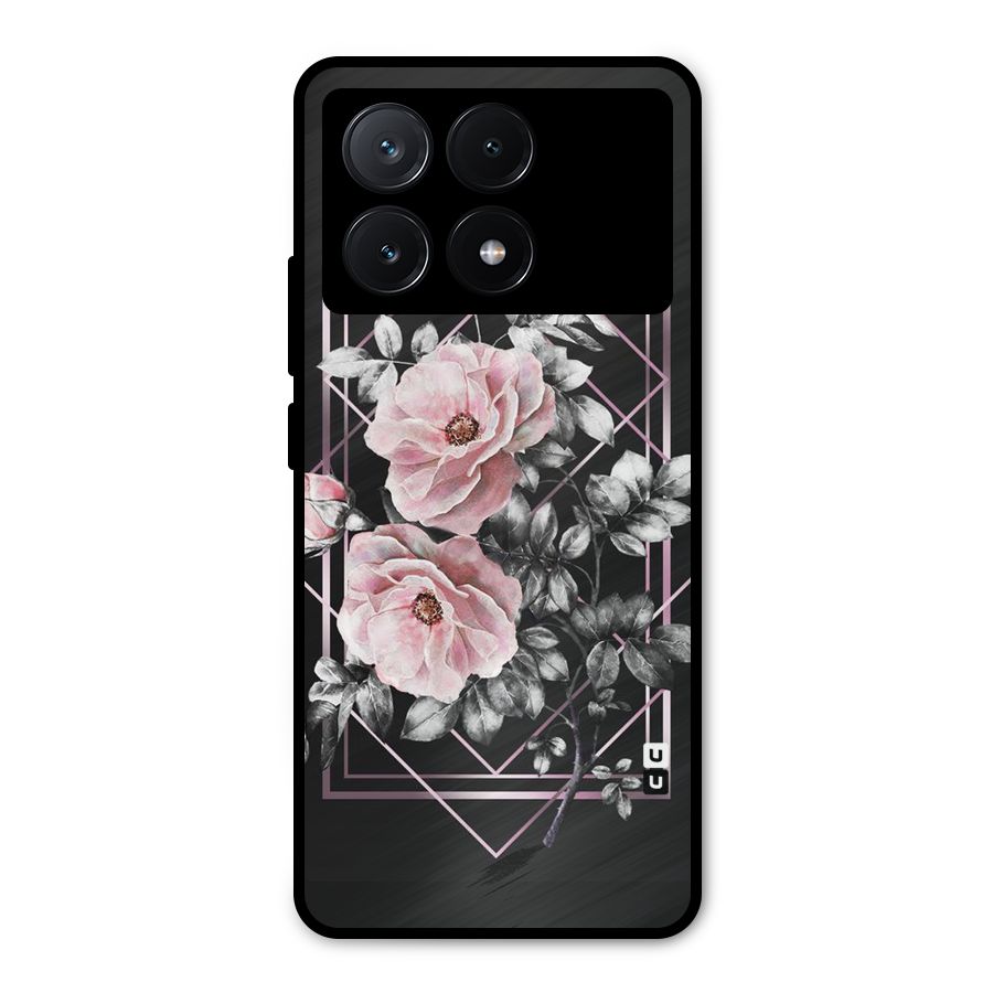 Beguilling Pink Floral Metal Back Case for Poco X6 Pro
