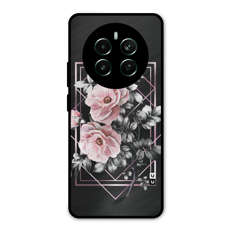 Beguilling Pink Floral Metal Back Case for Realme 12 Plus