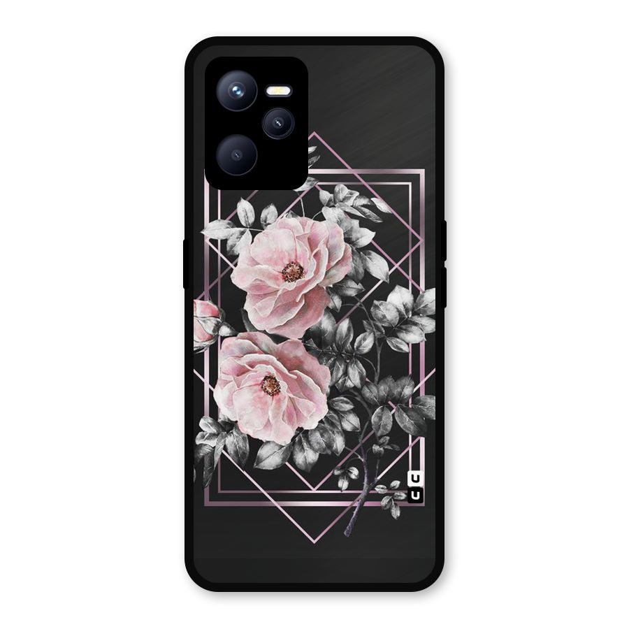 Beguilling Pink Floral Metal Back Case for Realme C35