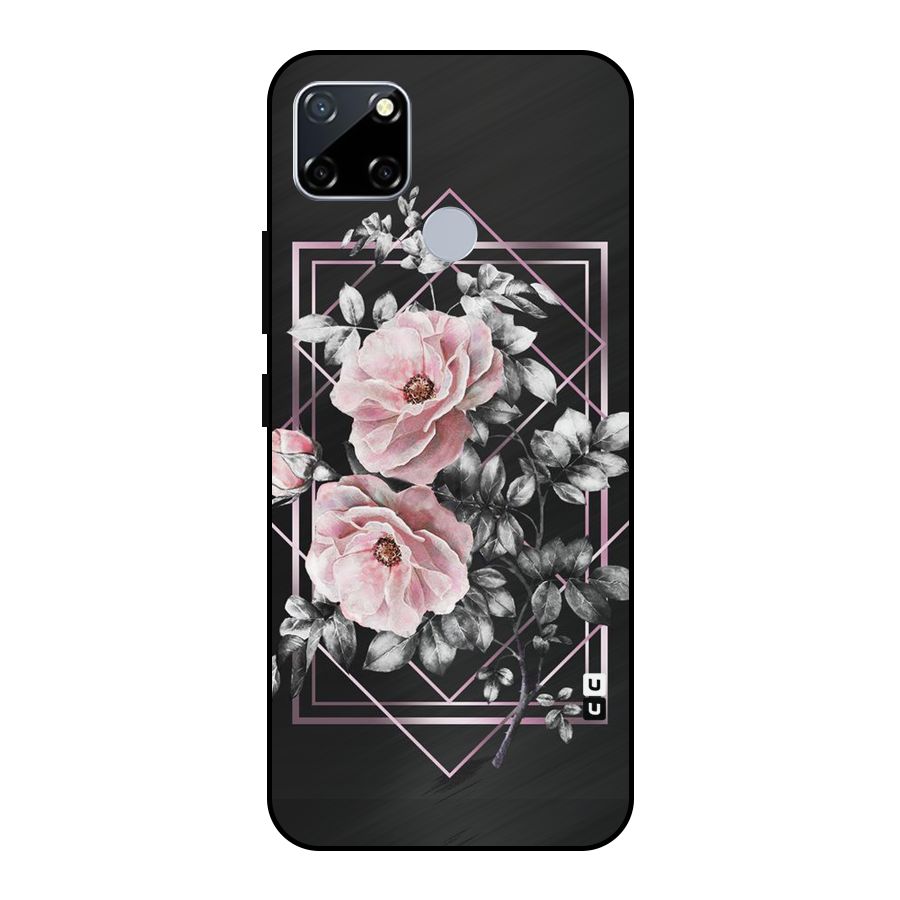 Beguilling Pink Floral Metal Back Case for Realme Narzo 20