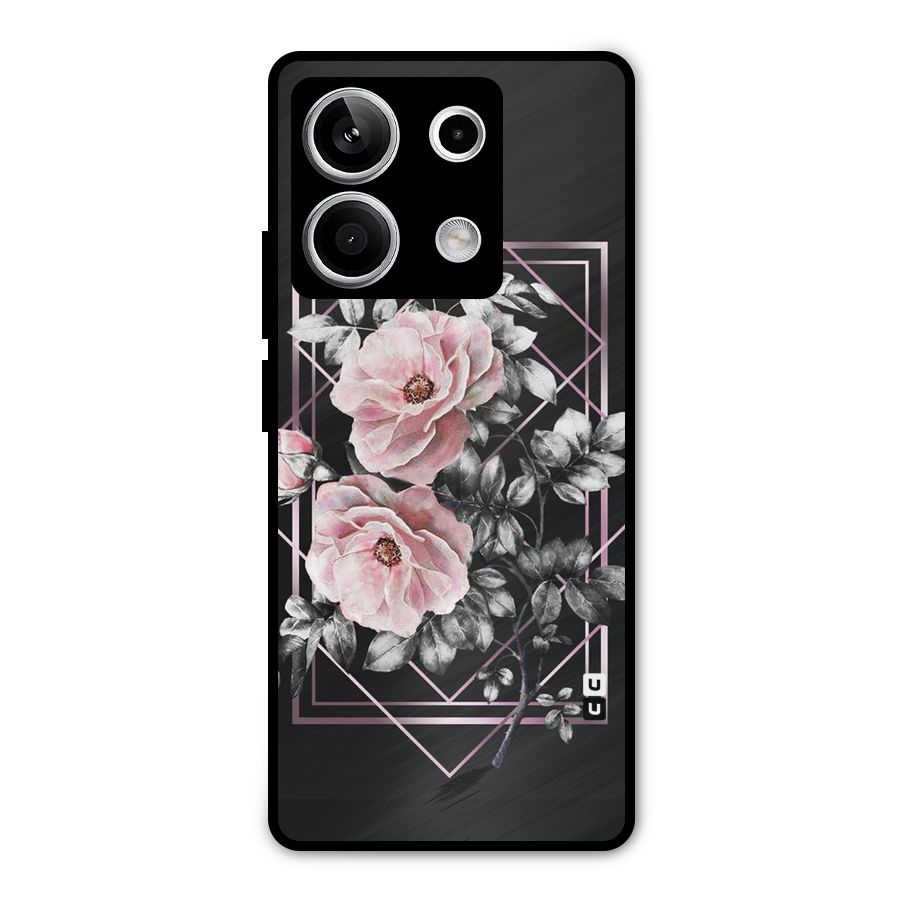 Beguilling Pink Floral Metal Back Case for Redmi Note 13 5G
