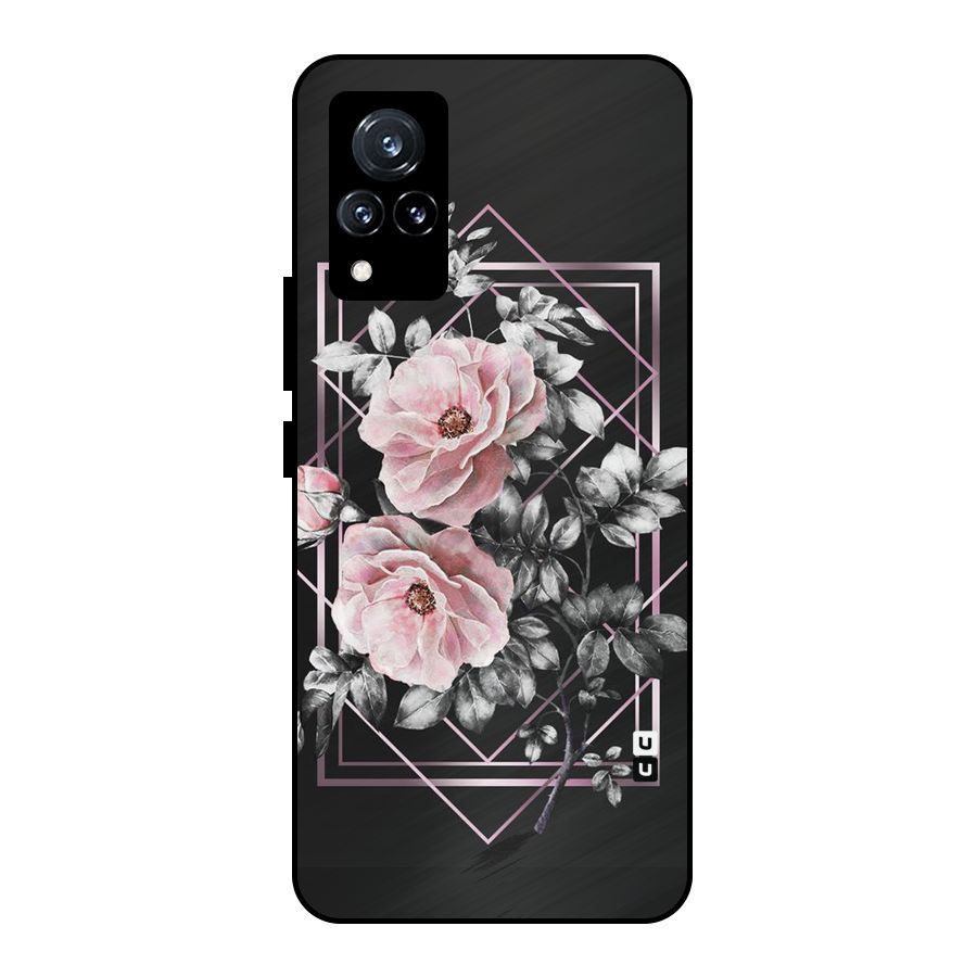 Beguilling Pink Floral Metal Back Case for Vivo V21 5G