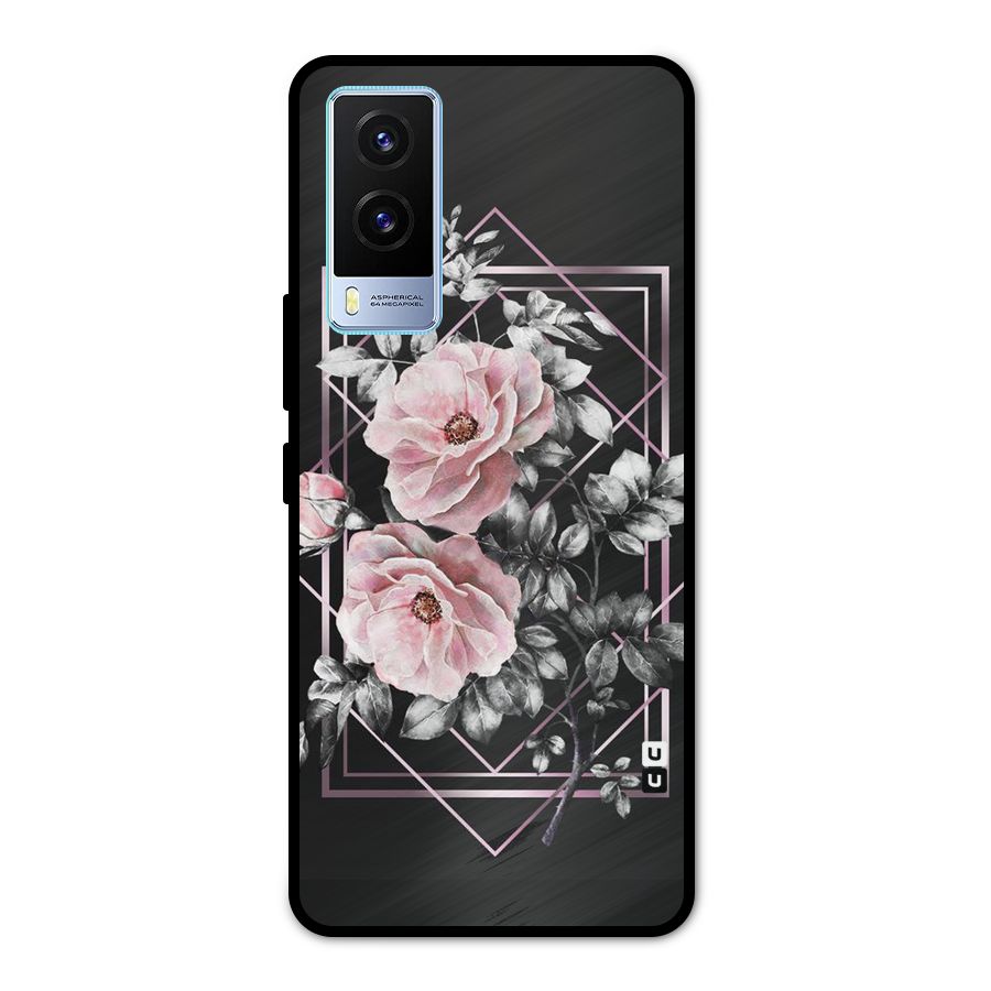 Beguilling Pink Floral Metal Back Case for Vivo V21e 5G