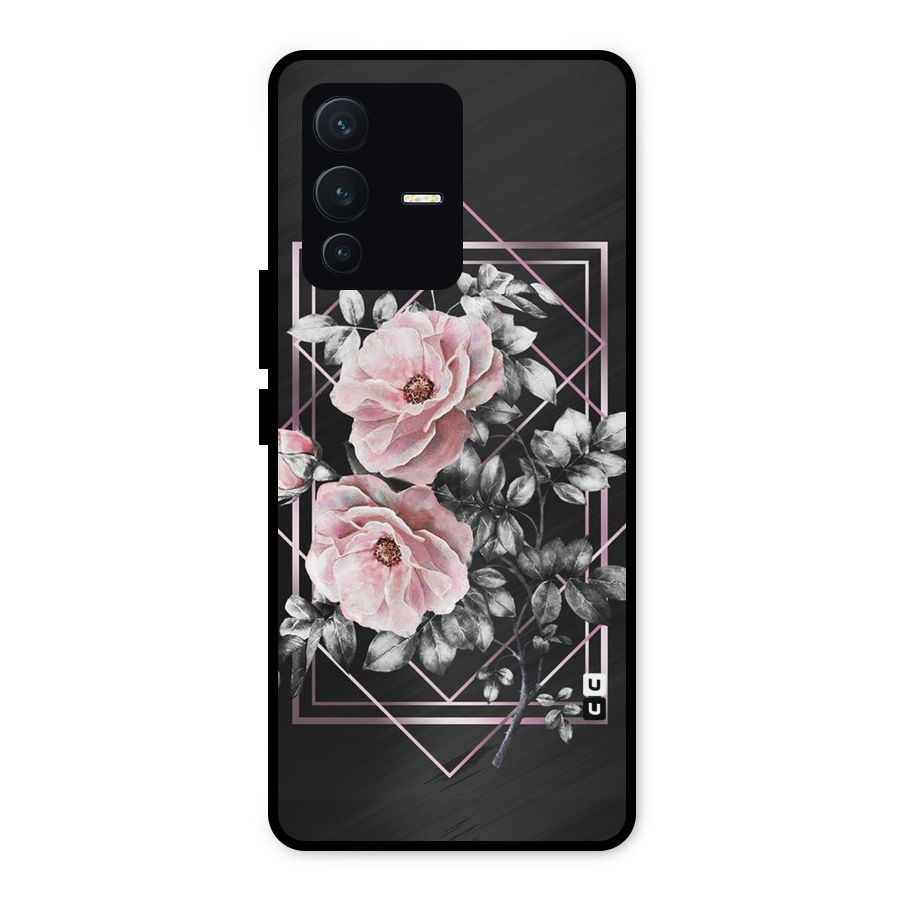 Beguilling Pink Floral Metal Back Case for Vivo V23 5G