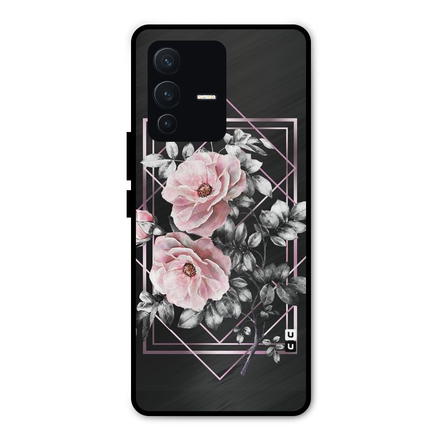 Beguilling Pink Floral Metal Back Case for Vivo V23 Pro