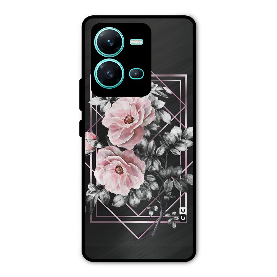 Beguilling Pink Floral Metal Back Case for Vivo V25