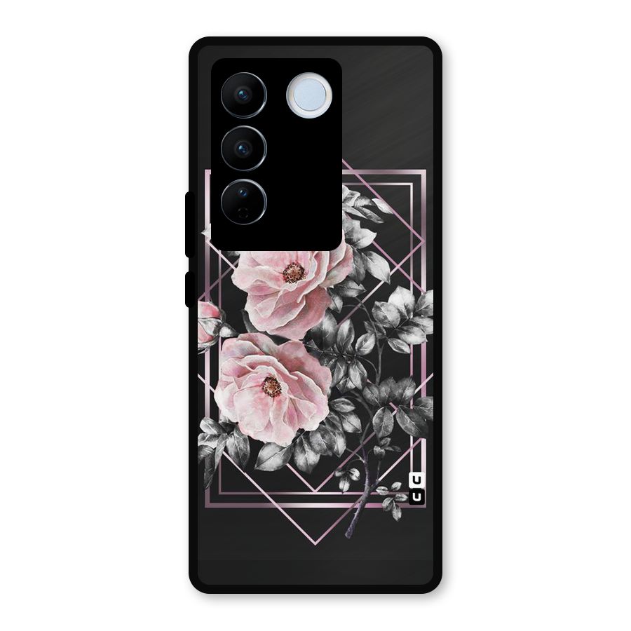 Beguilling Pink Floral Metal Back Case for Vivo V27