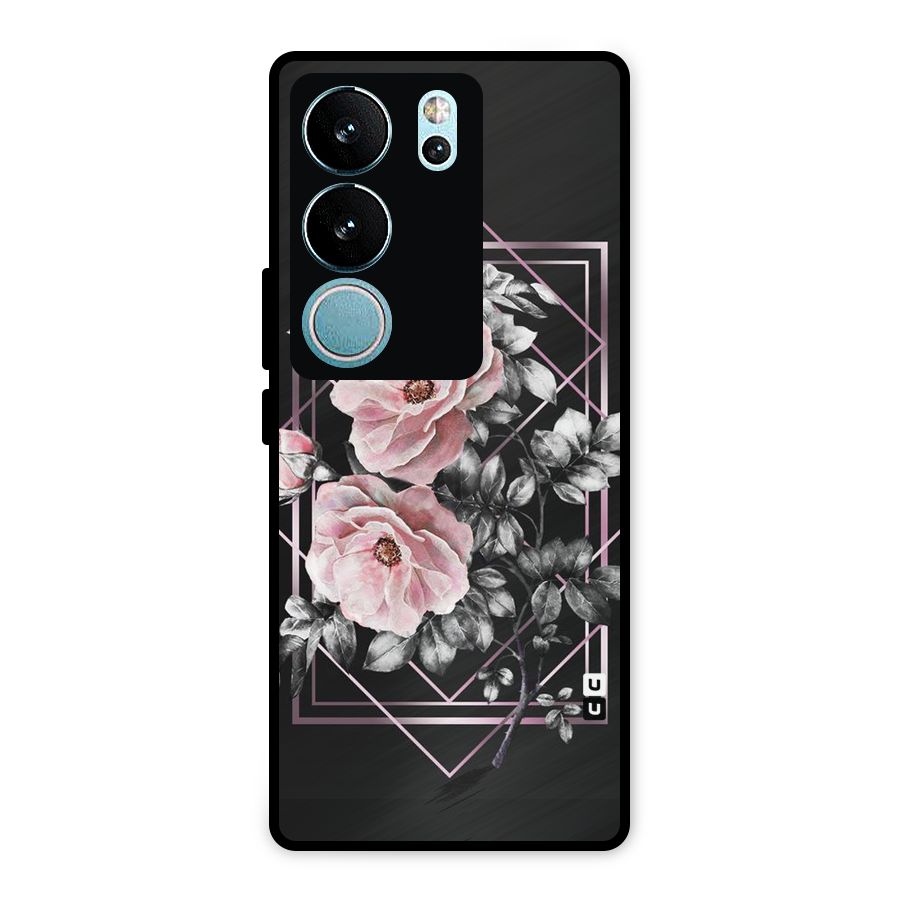 Beguilling Pink Floral Metal Back Case for Vivo V29