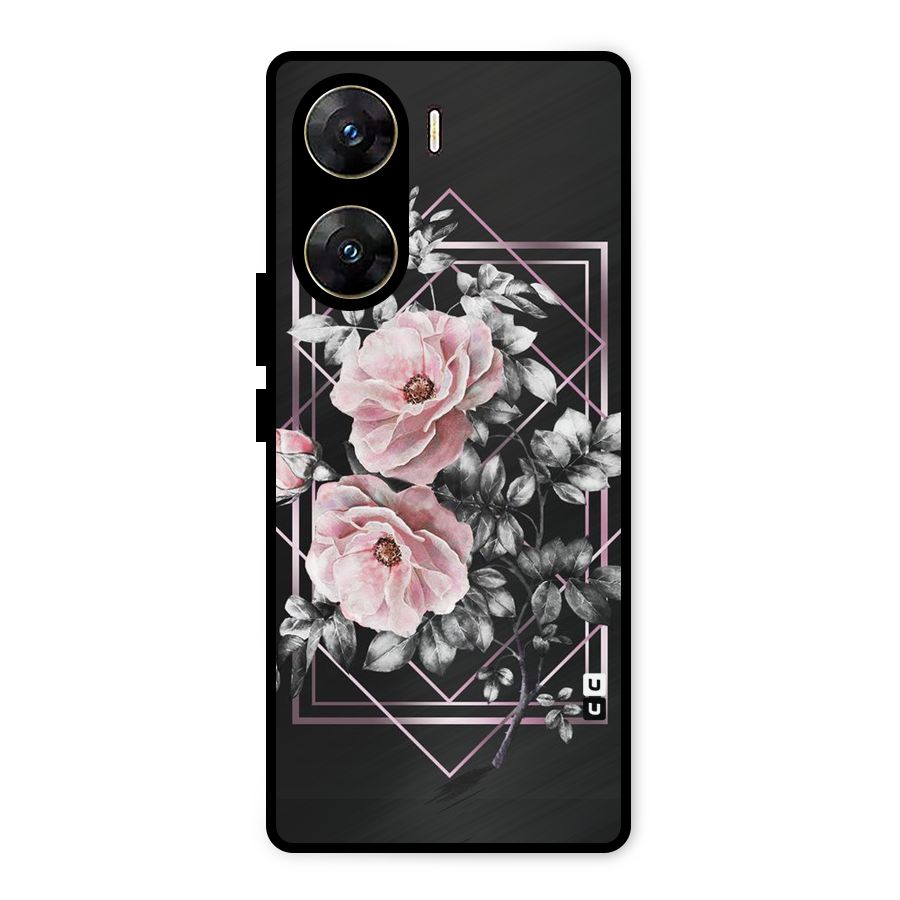 Beguilling Pink Floral Metal Back Case for Vivo V29e