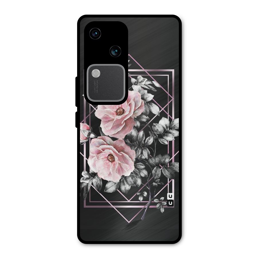 Beguilling Pink Floral Metal Back Case for Vivo V30 Pro