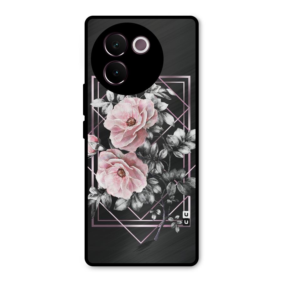 Beguilling Pink Floral Metal Back Case for Vivo V30e