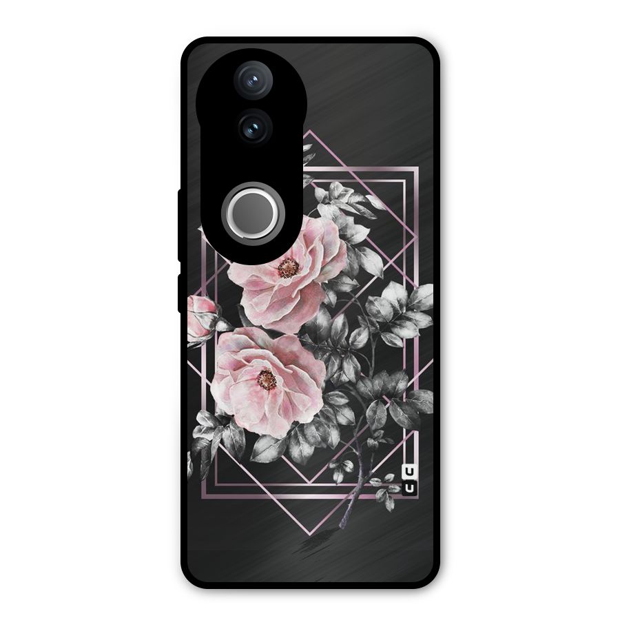 Beguilling Pink Floral Metal Back Case for Vivo V50e