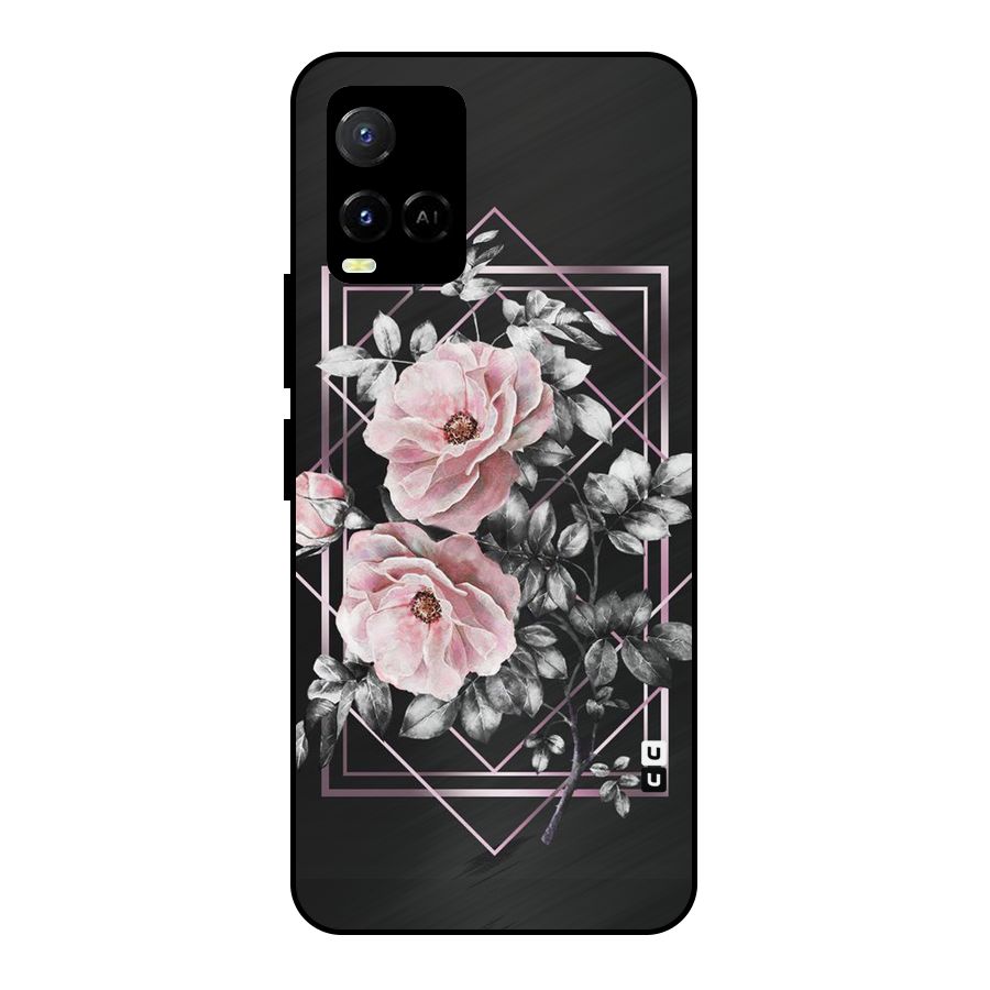 Beguilling Pink Floral Metal Back Case for Vivo Y21G