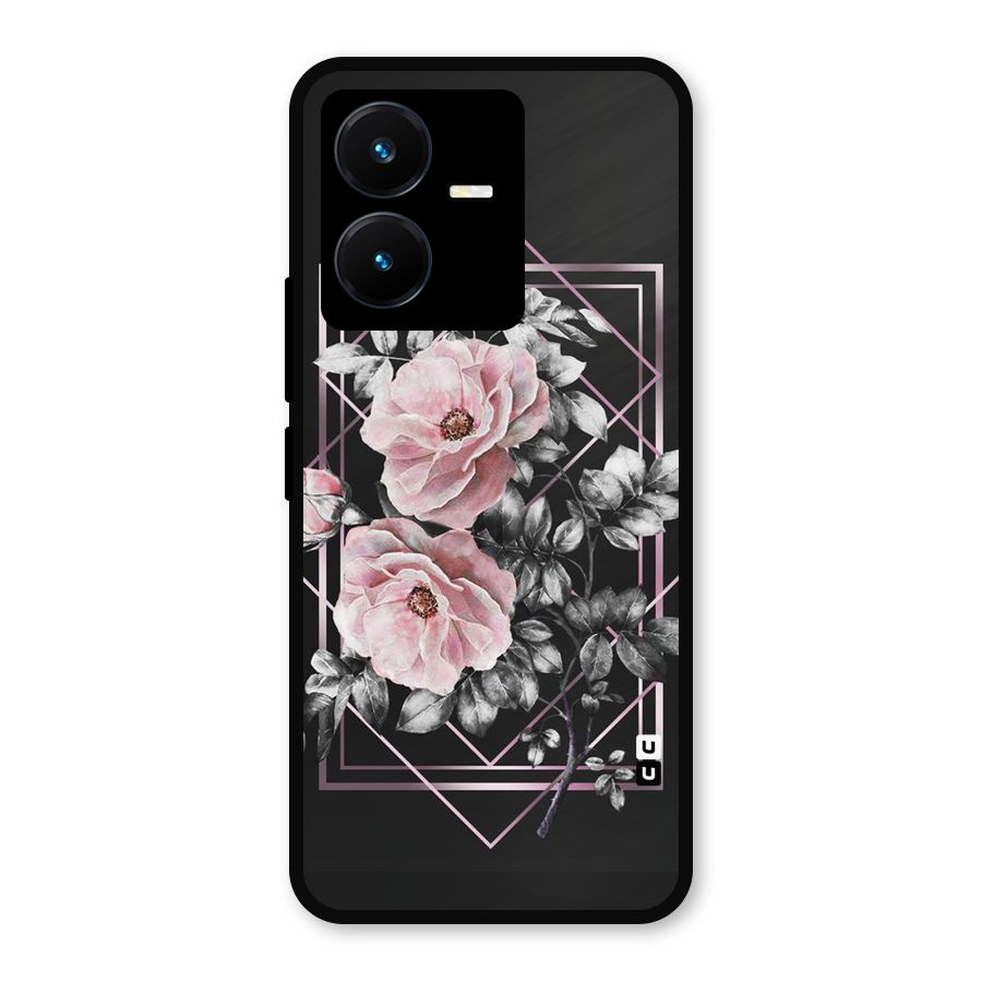Beguilling Pink Floral Metal Back Case for Vivo Y22