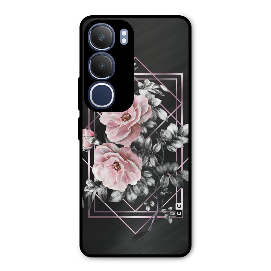 Beguilling Pink Floral Metal Back Case for Vivo Y29