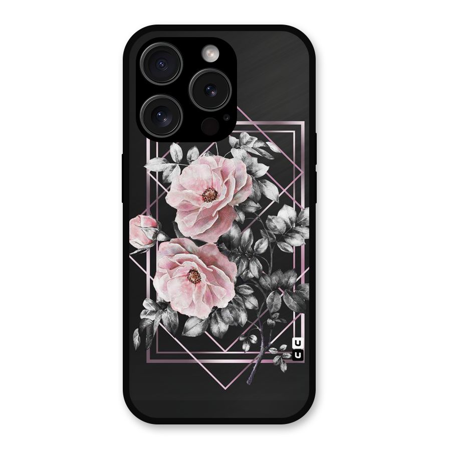 Beguilling Pink Floral Metal Back Case for iPhone 15 Pro
