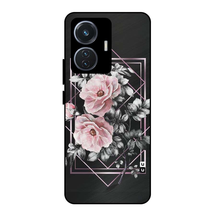 Beguilling Pink Floral Metal Back Case for iQOO Z6 44W